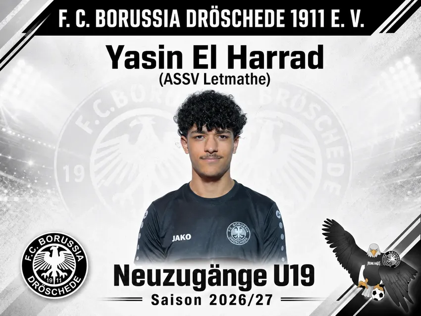 Ein weiterer Neuzugang vom ASSV. Yasin wird uns zur kommenden Saison aus Letmathe verstärken. Wir freuen uns auf Dich!
„Ich freue mich auf die neue Herausforderung in Dröschede und kenne auch schon die meisten aus der Vergangenheit. Ich kann es kaum erwart